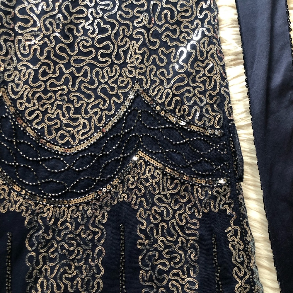 SOLD Sequins Flapper Dance Sport Glamorous Party Navy Silver Evening Dress S - Picture 10 of 16
